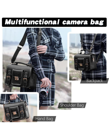 Bolsa de cámara de cuero Cwatcun para DSLR y SLR - Compacta