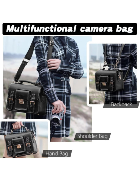 Bolsa de cámara de cuero Cwatcun para DSLR y SLR - Compacta