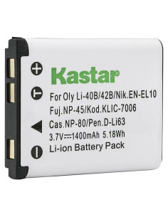 Batería Kastar Li-42B 1-Pack para Cámaras Ricoh y Polaroid