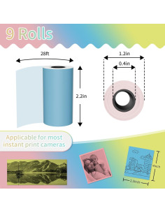 MFLABEL Papel Térmico 57x30mm para Cámara Instantánea - 9 Rollos 2
