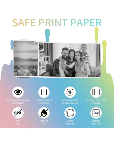 MFLABEL Papel Térmico 57x30mm para Cámara Instantánea - 9 Rollos