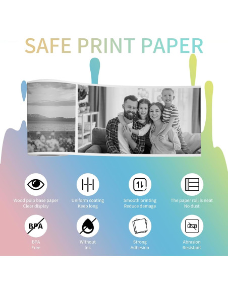 MFLABEL Papel Térmico 57x30mm para Cámara Instantánea - 9 Rollos