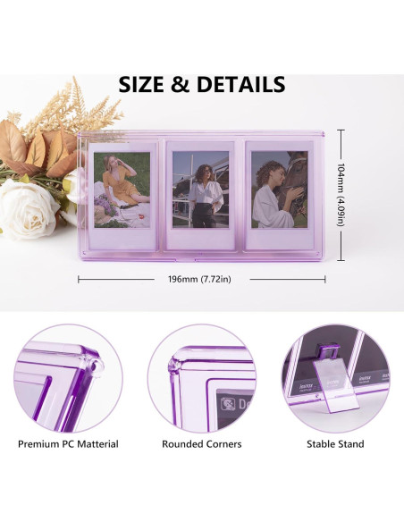 Marco de Collage para Fotos 2x3 HIYQIN Púrpura 3 en 1