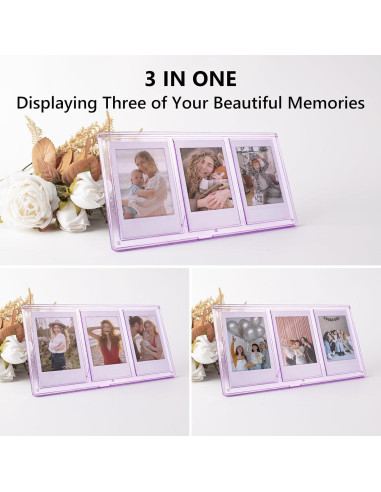 Marco de Collage para Fotos 2x3 HIYQIN Púrpura 3 en 1