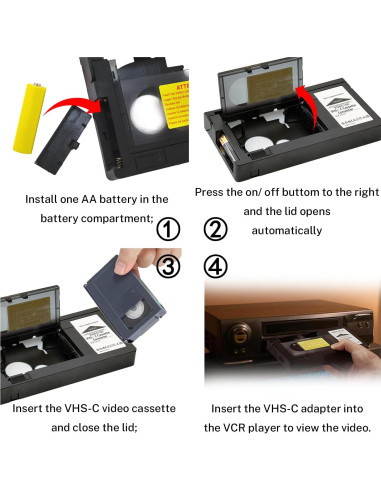 Adaptador VHS-C a VHS BECBOLDF Motorizado con Paños de Limpieza