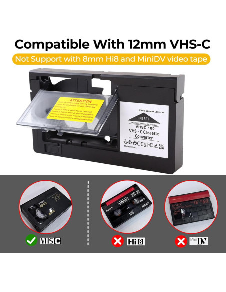 Adaptador VHS-C a VHS NVNOWU VHSC100 Carga Motorizada