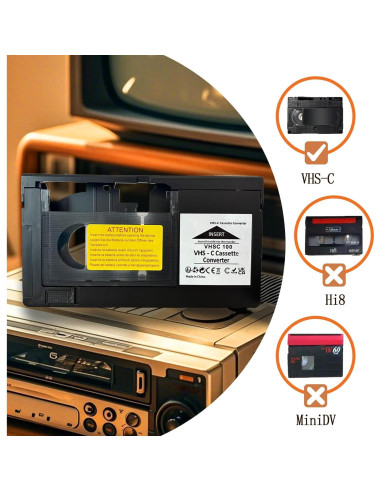 Adaptador VHS-C a VHS motorizado BECOBLDF - Reproducción fácil