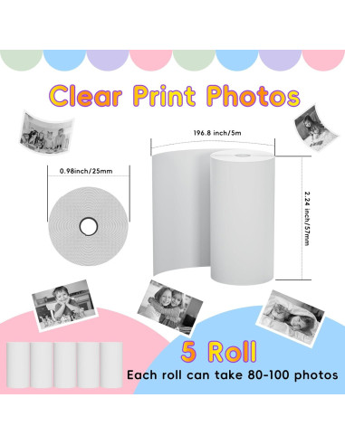 5 Rollos de Papel Térmico HD Gofunly para Cámara Instantánea