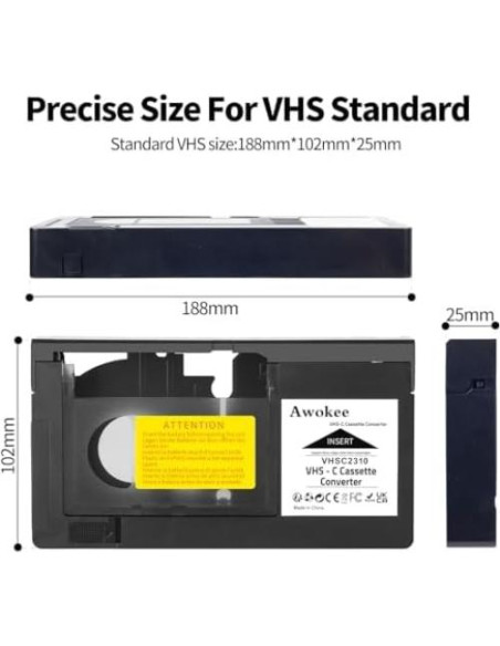 Adaptador VHS-C a VHS GESHUPOR para Videocámaras Antiguas