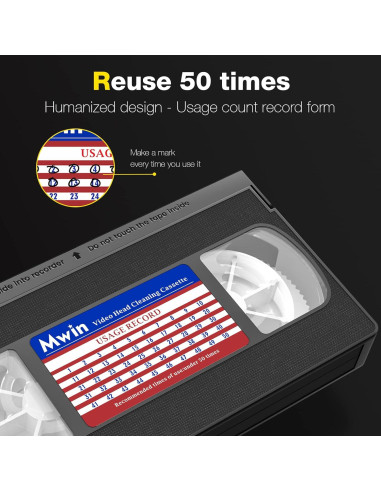 Limpiador de Cabezas VHS Mwin - Cinta Reutilizable 150g