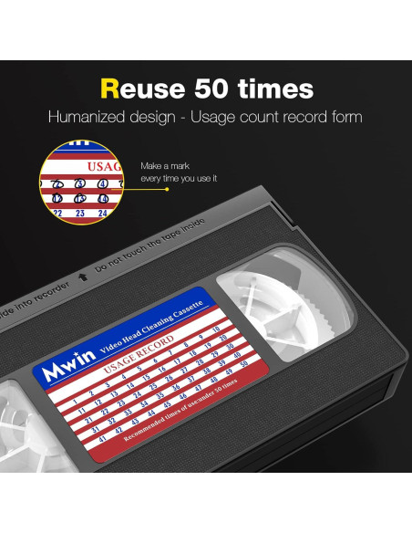 Limpiador de Cabezas VHS Mwin - Cinta Reutilizable 150g