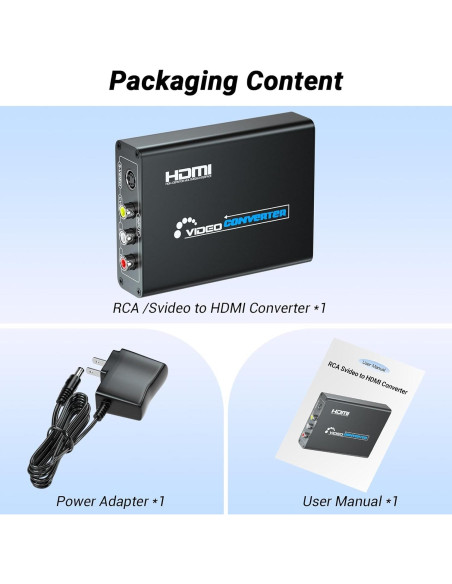 Convertidor RCA S-Video a HDMI KangJian 720P/1080P