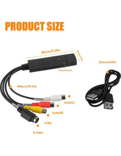 Convertidor de Audio y Video RCA a USB HUAREW 720p 2