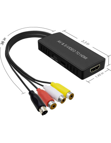 Convertidor AV y S-Video a HDMI RuiPuo 1080p Compatible PS2
