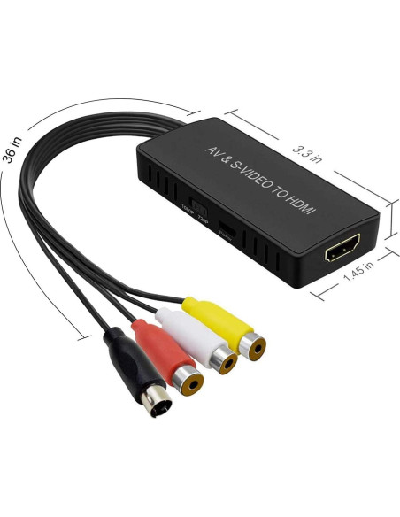 Convertidor AV y S-Video a HDMI RuiPuo 1080p Compatible PS2