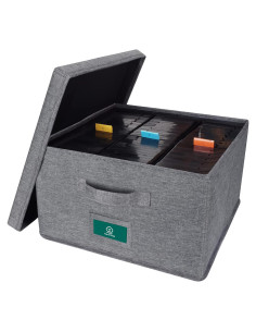 Caja de Almacenamiento VHS WaveTree con Tapa - 42 Cintas - Gris