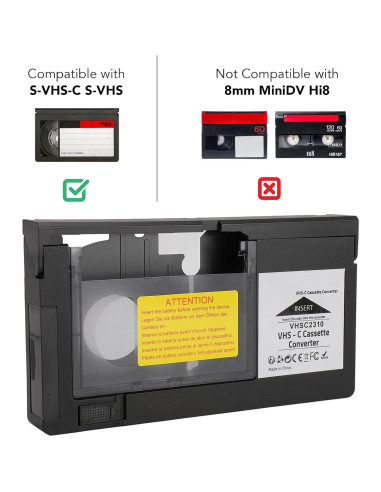Adaptador VHS-C a VHS ASHATA - Reproducción y Grabación