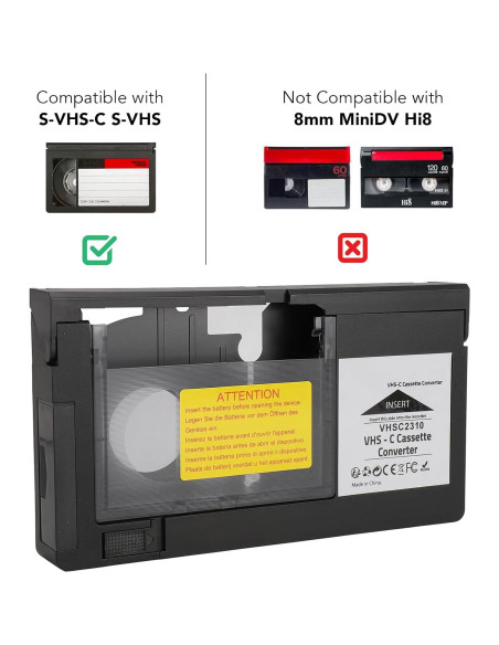 Adaptador VHS-C a VHS ASHATA - Reproducción y Grabación