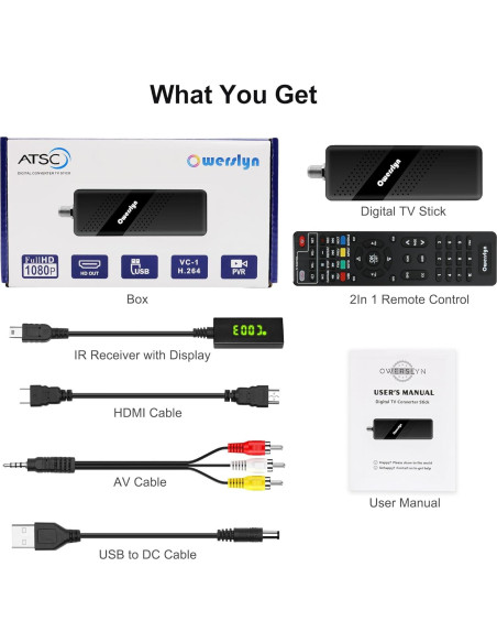 Caja Convertidora Digital ATSC OWERSLYN M2 - 1080P HDMI DVR