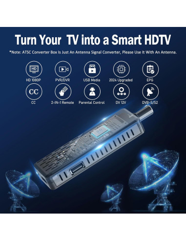 Caja Convertidora Digital TIMBOOTECH ATSC 1080P HD USB DVR