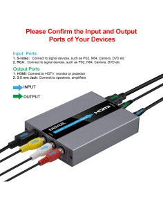 Convertidor RCA S-Video a HDMI EASYCEL 720P/1080P 2