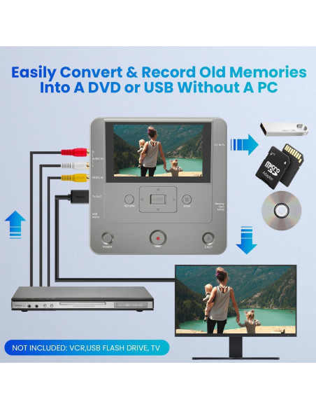 Convertidor de VHS a DVD Clariviews, Grabadora Multifuncional