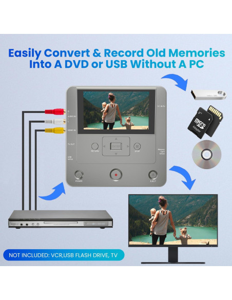 Grabadora de VHS a DVD Clariviews Gris, Convertidor Digital