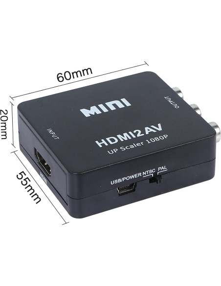 Adaptador HDMI a RCA YACSEJAO 1080P Plug and Play