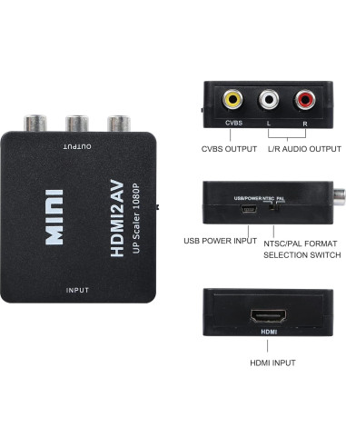 Adaptador HDMI a RCA YACSEJAO 1080P Plug and Play