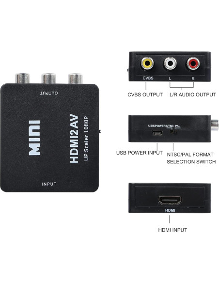 Adaptador HDMI a RCA YACSEJAO 1080P Plug and Play
