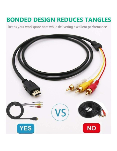 Cable HDMI a RCA 1.52m BERLAT 1080P Unidireccional Audio Video