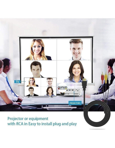 Cable HDMI a RCA 1.52m BERLAT 1080P Unidireccional Audio Video