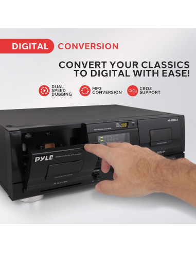 Doble Cassette Deck Pyle PT659DU con Conversor a MP3