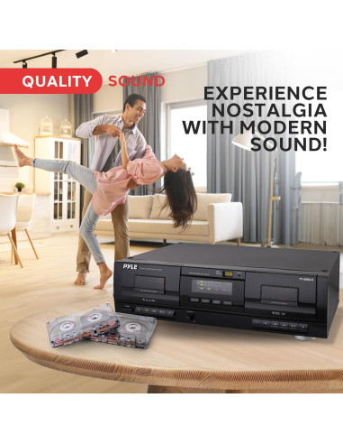 Doble Cassette Deck Pyle PT659DU con Conversor a MP3