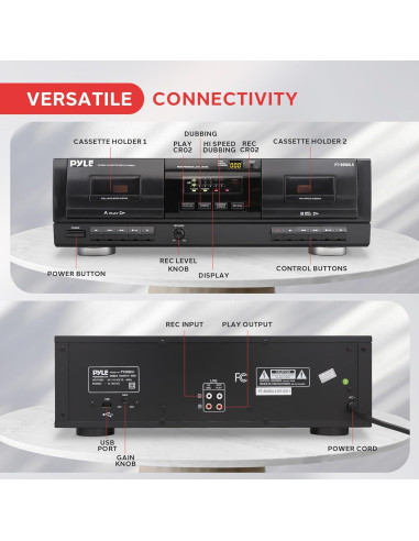 Doble Cassette Deck Pyle PT659DU con Conversor a MP3