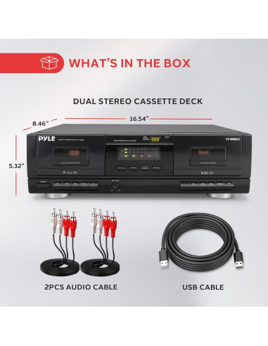 Doble Cassette Deck Pyle PT659DU con Conversor a MP3