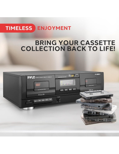 Doble Cassette Deck Pyle PT659DU con Conversor a MP3