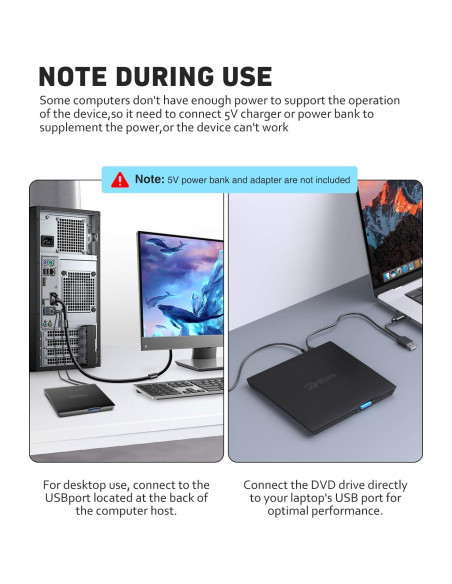 Unidad Externa de CD/DVD XRTFORE, USB 3.0, Ultra Delgada