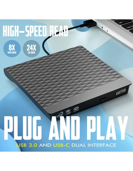 Unidad DVD Externa YOTUO USB 3.0 Portátil 14.7x14.7cm