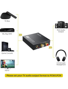 Convertidor de Audio Digital a Analógico PROZOR DAC 192kHz RCA 3.5mm 2