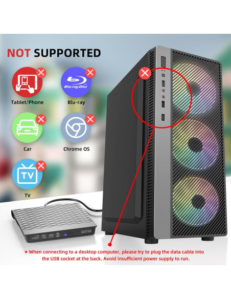 Unidad DVD Externa YOTUO USB 3.0 Portátil 14.7x14.7cm