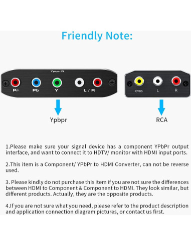 Convertidor YPbPr a HDMI Koopman 1080P 5RCA RGB para DVD y Consolas