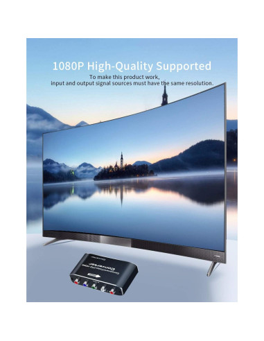 Convertidor YPbPr a HDMI Koopman 1080P 5RCA RGB para DVD y Consolas