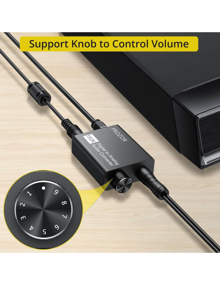 Convertidor de Audio Digital a Analógico PROZOR DAC 192kHz RCA 3.5mm