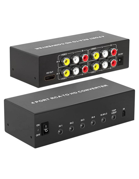 Convertidor AV a HDMI 1080P LUKFOCAB 4 Puertos RCA