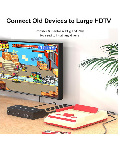 Convertidor AV a HDMI 1080P LUKFOCAB 4 Puertos RCA