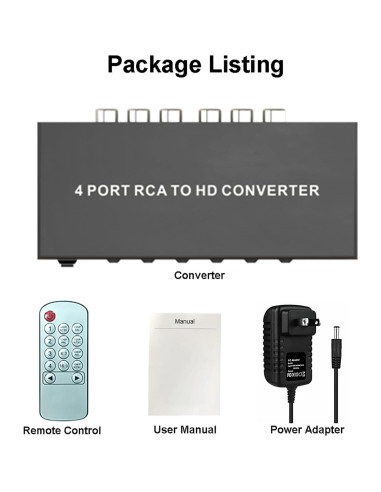 Convertidor AV a HDMI 1080P LUKFOCAB 4 Puertos RCA