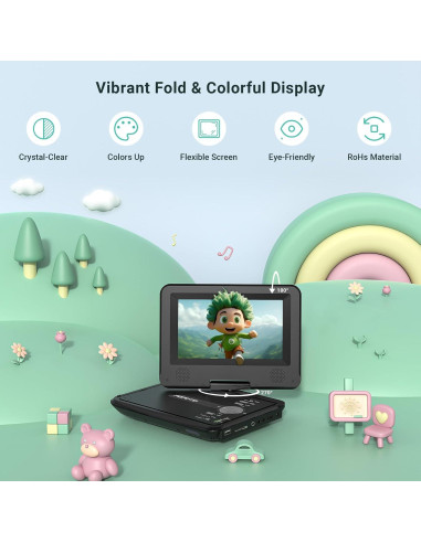 Reproductor de DVD portátil POFOTO 9.5" (24.13 cm) para coche