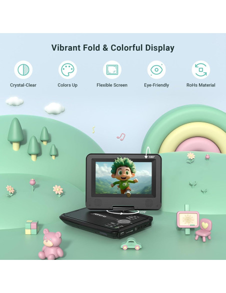 Reproductor de DVD portátil POFOTO 9.5" (24.13 cm) para coche