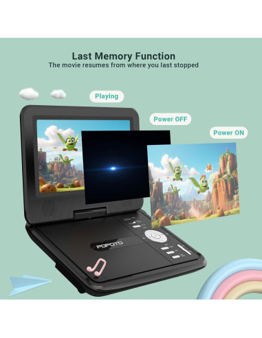 Reproductor de DVD portátil POFOTO 9.5" (24.13 cm) para coche